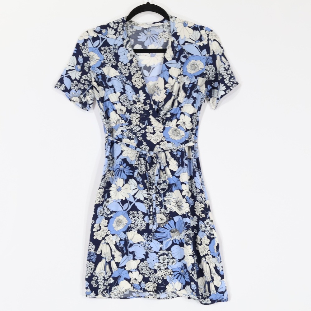 & Other Stories Floral Wrap Dress Womens Size 0 Blue Paris Atelier Feminine Boho